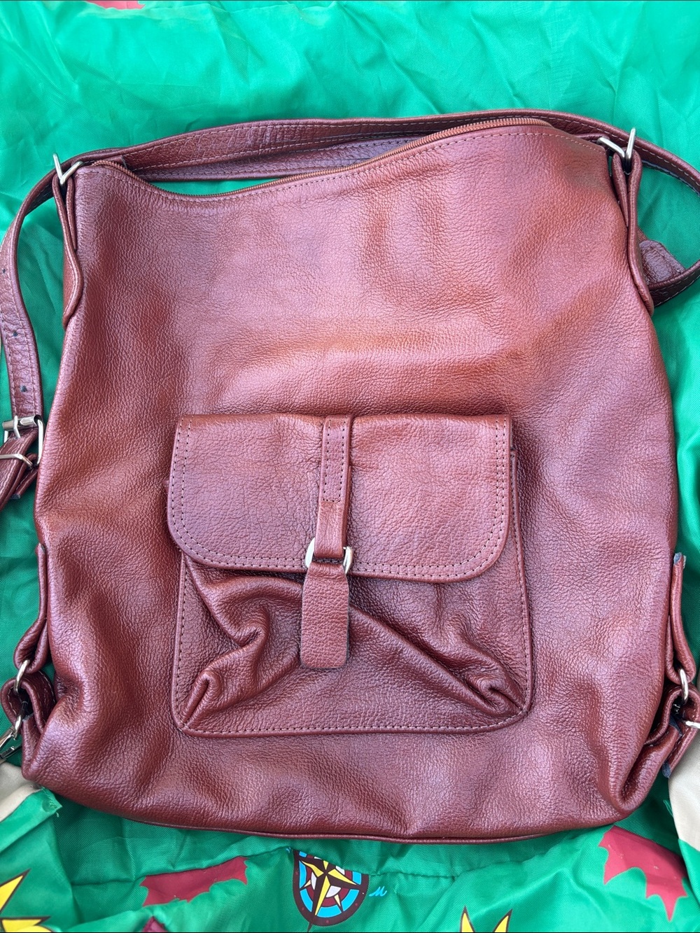 Brown Genuine Leather Crossbody/Bookbag